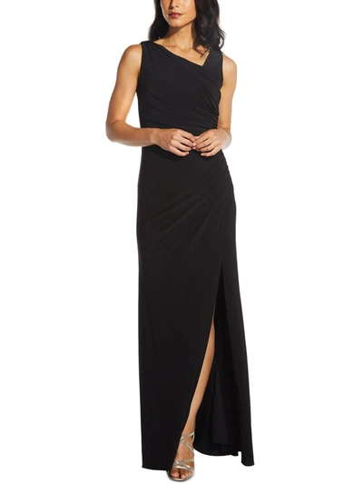 Shop Adrianna Papell Womens Sequin Back Ruched Evening Dress In Black
