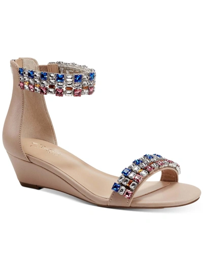 Shop Thalia Sodi Teagan Womens Faux Leather Ankle Strap Wedge Sandals In Multi
