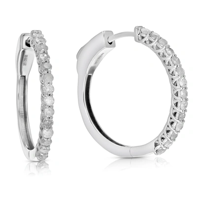 Vir Jewels 1 Cttw Diamond Hoop Earrings .925 Sterling Silver 28 Stones Dangle 1 Inch