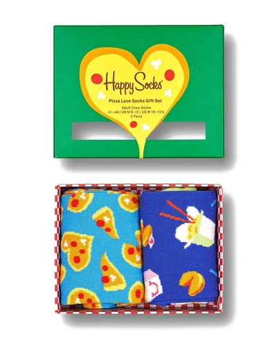 Shop Happy Socks 2-pack Pizza Love Socks Gift Set In Multi