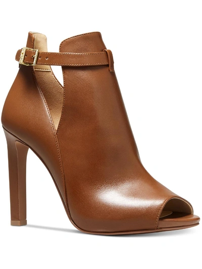 Shop Michael Michael Kors Lawson Open Toe Womens Leather Ankle Strap Heel Sandals In Brown
