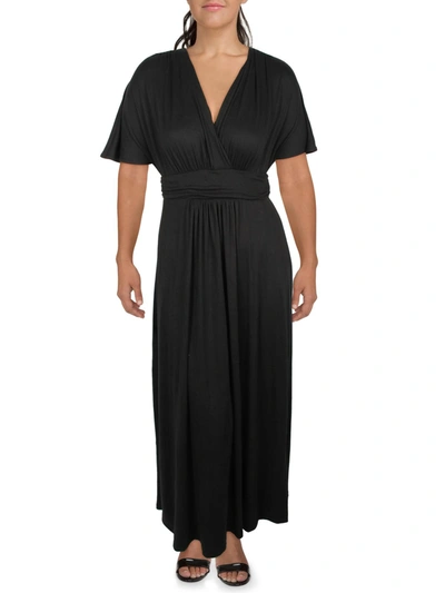 Shop Kiyonna Plus Womens Side Slit Long Maxi Dress In Black