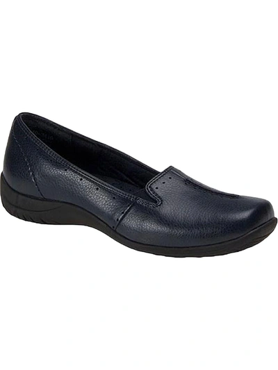 Shop Easy Street Purpose Womens Faux Leather Square Toe Flats In Blue
