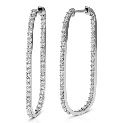 Shop Vir Jewels 1.50 Cttw 90 Stones Round Lab Grown Diamond Hoop Earrings 14k White Gold Prong Set 2/3 Inch In Silver