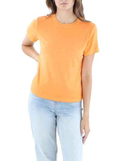 Shop Velvet By Graham & Spencer Womens Ribbed Fit Crewneck T-shirt In Orange