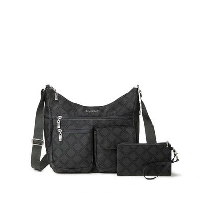 Baggallini On Track Zip Crossbody With Rfid Phone Wristlet In Black
