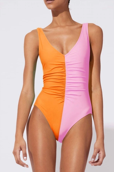 Shop Solid & Striped Lucia One Piece In Carnation Pink/clementine In Multi