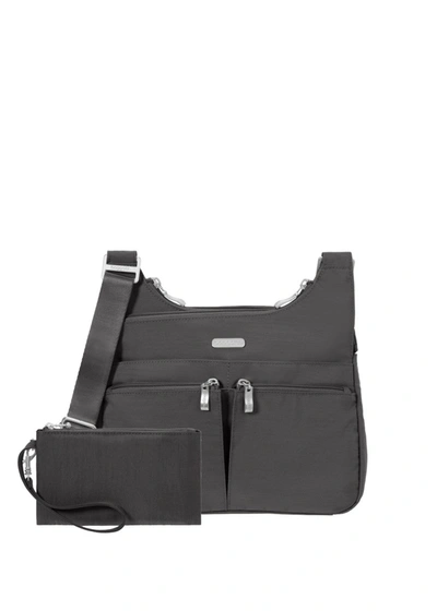 Baggallini Cross Over Crossbody With Rfid In Grey