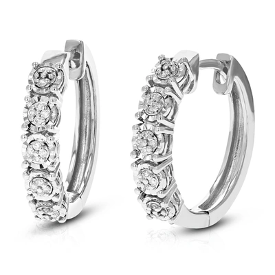 Vir Jewels 1/10 Cttw Round Lab Grown Diamond Hoop Earrings .925 Sterling Silver Prong Set In Silver