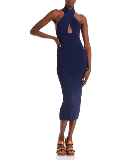 Shop Ramy Brook Womens Ribbed Cut Out Bodycon Dress In Blue