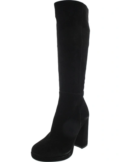 Steve Madden Marcello Heeled Knee Boots In Black Suede In Black