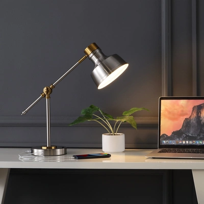 Jonathan Y Allegra 18.5" Classic Farmhouse Adjustable Cantilever Led Task Lamp With Usb Charging Port