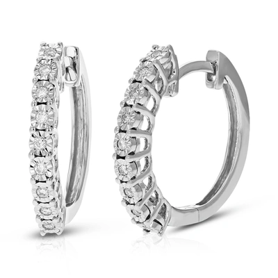 Vir Jewels 1/8 Cttw 18 Stones Round Lab Grown Diamond Hoop Earrings .925 Sterling Silver Prong Set 3/4 Inch In Silver