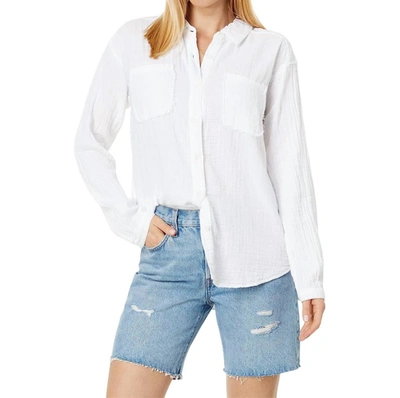 Shop Mododoc Long Sleeve Flowy Button-up Shirt In White