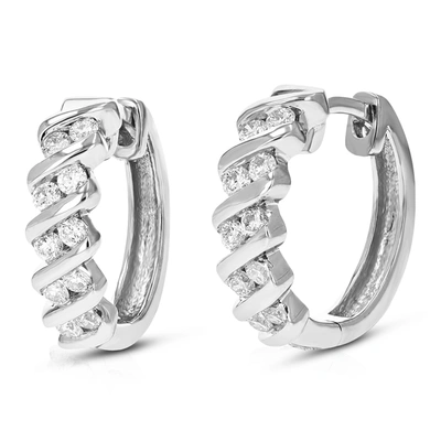 Vir Jewels 1/2 Cttw Round Cut Lab Grown Diamond Hoop Earrings Made With .925 Sterling Silver Channel Setting 2/ In Silver