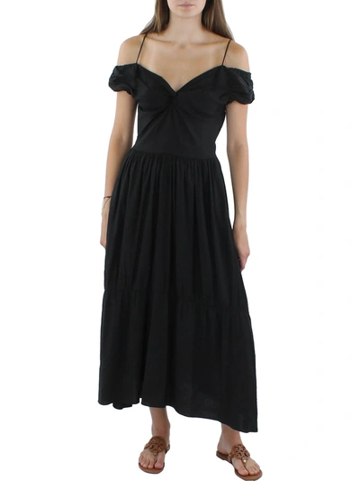Shop Vince Womens Off/ Linen Midi Dress In Black