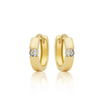 Shop Max + Stone 14k White Or Yellow Gold Small 2.5mm Round Gemstone Huggie Hoop Earrings