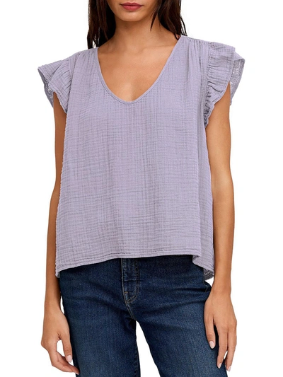 Shop Velvet By Graham & Spencer Breanna Womens V Neck Cotton Pullover Top In Purple
