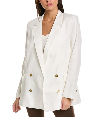 Shop Nicholas Ayla Double-breasted Linen Blazer In White