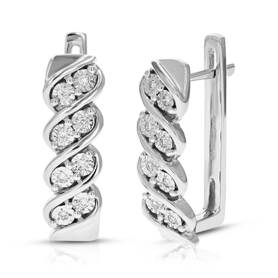 Vir Jewels 1/10 Cttw Round Lab Grown Diamond Hoop Earrings In .925 Sterling Silver Prong Set 2/3 Inch In Silver
