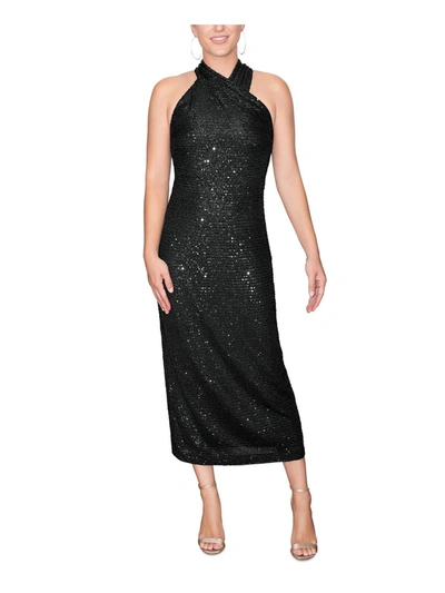 Shop Rachel Rachel Roy Womens Sequined Midi Cocktail And Party Dress In Black