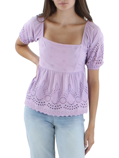 Shop Walter Baker Womens Cotton Square Neck Pullover Top In Purple