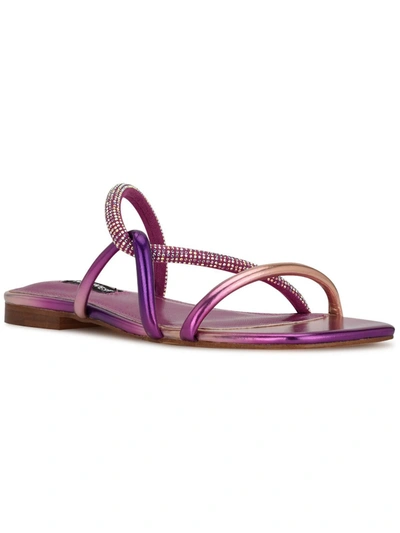 Shop Nine West Meaa 2 Womens Shimmer Open Toe Slide Sandals In Gold