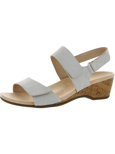 Shop Vionic Kanya Womens Embossed Man Made Wedge Sandals In White