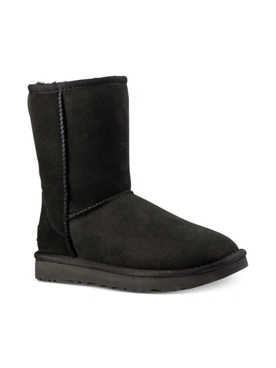 Shop Ugg Classic Short Ii Womens Lined Suede Casual Boots In Black