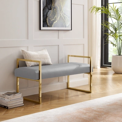 Inspired Home - Madelyne Upholstered Bench With Stainless Steel Polished Frame