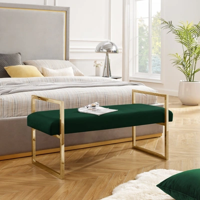 Inspired Home - Madelyne Upholstered Bench With Stainless Steel Polished Frame