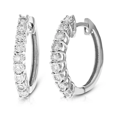 Vir Jewels 1/5 Cttw Round Cut Lab Grown Diamond Hoop Earrings .925 Sterling Silver Prong Set In Silver
