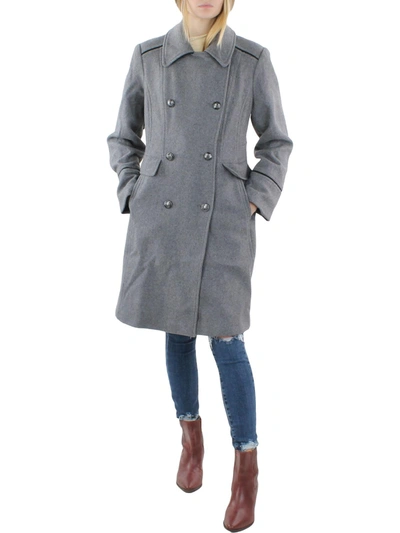 Shop Vince Camuto Womens Wool Blend Double Breasted Wool Coat In Grey