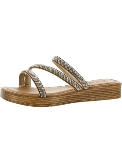 Shop Bella Vita Ona-italy Womens Rhinestone Slip On Wedge Sandals In Gold