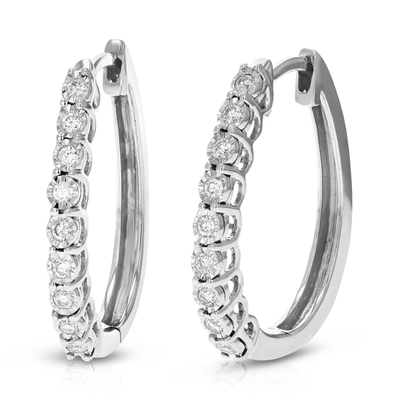 Vir Jewels 1/4 Ct Round Cut Lab Grown Diamond Hoop Earrings In .925 Sterling Silver Prong Set 3/4 Inch In Silver