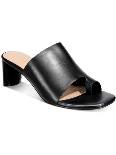 Shop Alfani Colyerrl Womens Leather Block Heel Slide Sandals In Black