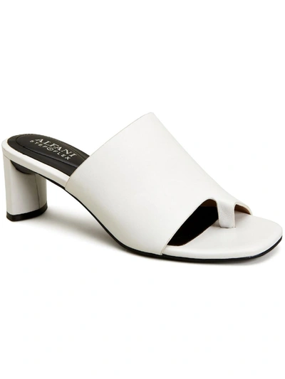 Shop Alfani Colyerrl Womens Leather Block Heel Slide Sandals In White