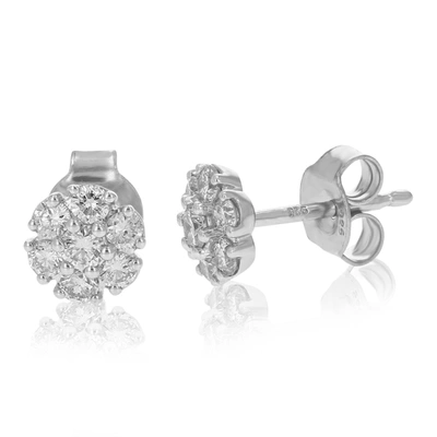Vir Jewels 1/2 Cttw Round Lab Grown Diamond Stud Earrings In .925 Sterling Silver Prong Set In Silver