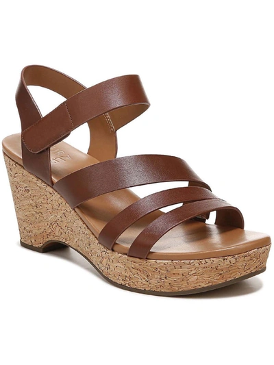Shop Naturalizer Cynthia Womens Leather Platform Wedge Sandals In Brown