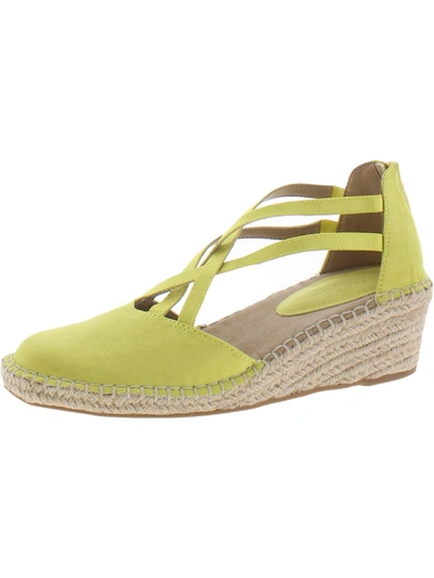 Shop Kenneth Cole Reaction Clo Elastic Womens Strappy Woven Wedge Sandals In Yellow