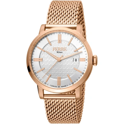 Shop Ferre Milano Men's White Dial Watch In Gold