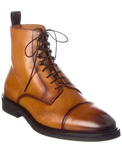 Shop Antonio Maurizi Cap Toe Leather Boot In Brown