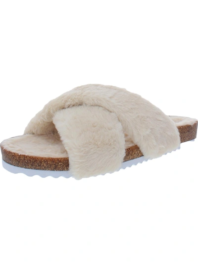 Shop Lucky Brand Marana Womens Faux Fur Cork Slide Sandals In Multi