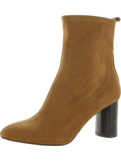 Shop Nydj Tonesu Womens Suede Block Heel Mid-calf Boots In Brown