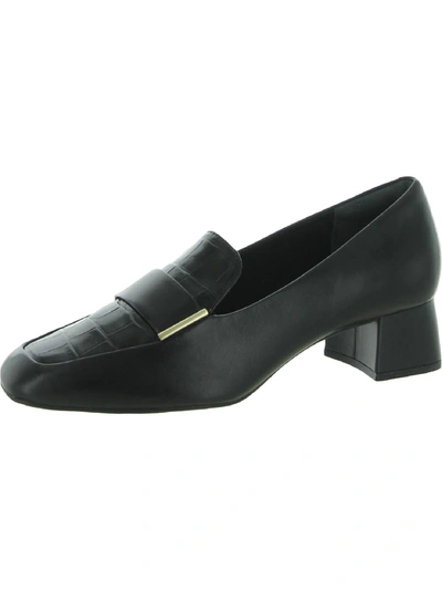 Shop Rockport Total Motion Esma Womens Leather Square Toe Loafer Heels In Black