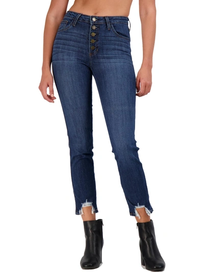 Shop Just Black Womens High-rise Cropped Straight Leg Jeans In Blue