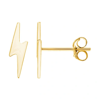 Shop Ballstudz 14k Yellow Gold 2.9x10mm Dainty Lightning Bolt Stud Earrings, With Pushback, Women's, Unisex