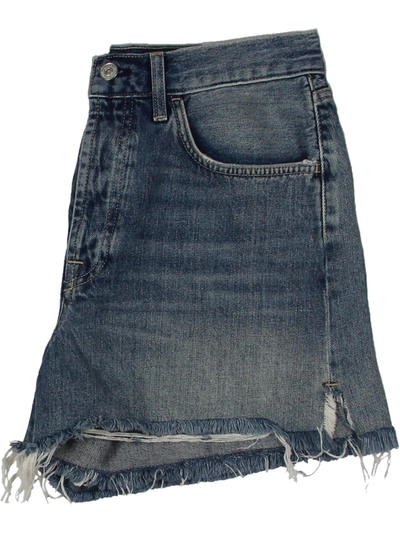 Shop 7 For All Mankind Womens Denim Frayed Hem High-waist Shorts In Grey