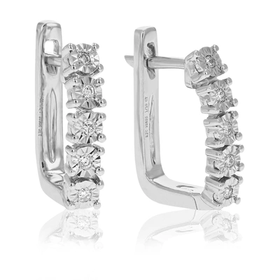 Vir Jewels 1/10 Cttw Round Lab Grown Diamond Hoop Earrings In .925 Sterling Silver Prong Set 1/2 Inch In Silver
