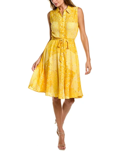 Shop Nanette Lepore Crepe Chiffon Printed Shirtdress In Yellow